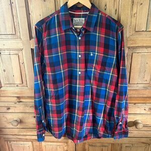 Jack Wills Large Plaid‎ Shirt Red Blue Long Sleeve